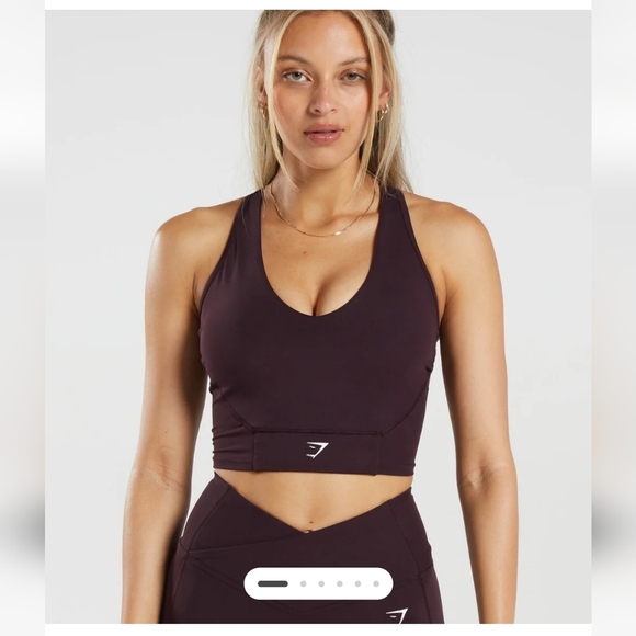 Gymshark Crop Mesh Tank Plum Brown Size Small - Picture 2 of 5